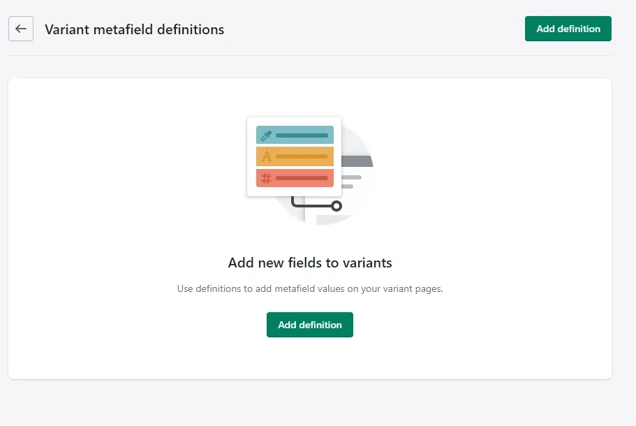 Adding variant metafield definition