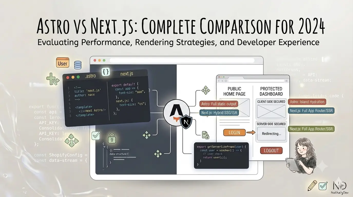 Astro vs Next.js comparison chart and logos