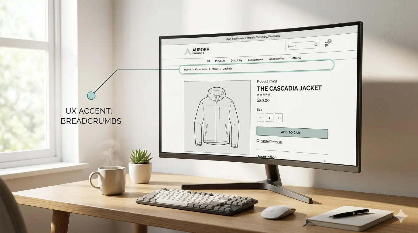 Shopify breadcrumbs navigation showing hierarchical path