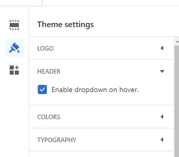 Menu dropdown on hover setting